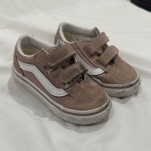 Vans Kids Velcro Suede Sneakers in Mauve with White Stripe